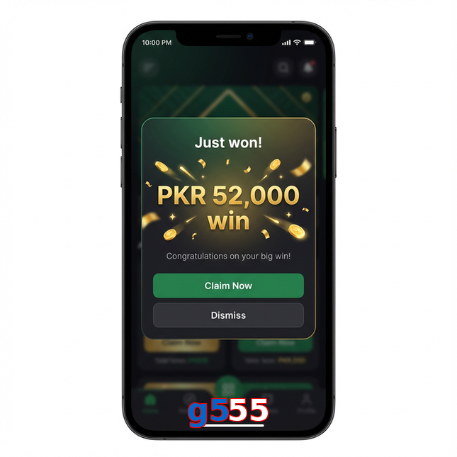 Main screen of G555 win page for PK players